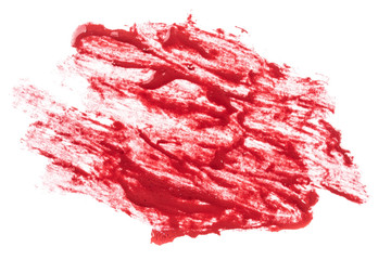 red lipstick on white background