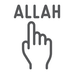 Obraz premium Allah is one line icon, religion and islam, pointer hand sign, vector graphics, a linear pattern on a white background.