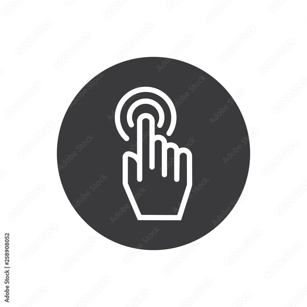 Aufkleber cursor hand pointer click vector icon set. mouse pointer finger click with circles simple glyph icon