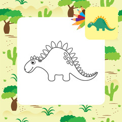 Cute cartoon dino coloring page