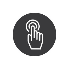 Cursor hand pointer click vector icon set. Mouse pointer finger click with circles simple glyph icons. - Vector 