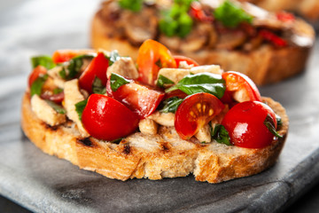 Assortment of traditional Italian bruschettas