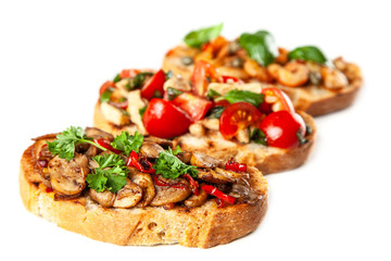 Assortment of traditional Italian bruschettas