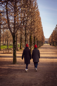 Parisian  garden walkers autumn mood