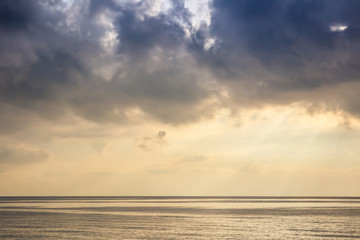Beautiful landscape showing the sea and sky with sun light after the rain.