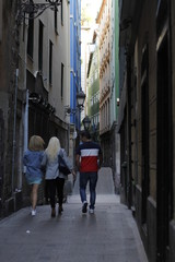 People visiting the old town of Bilbao