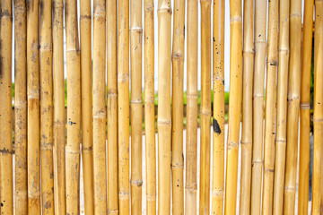 Vintage old bamboo fence close up.  Background and texture.