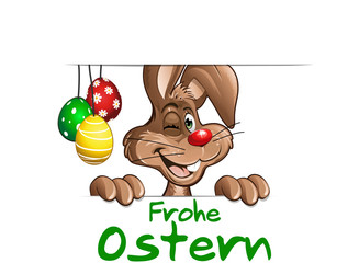 Frohe Ostern Osterhase Ostereier zwinkern