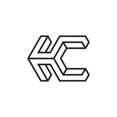 Simple line and 3D logo from two letter H and C logo design concept