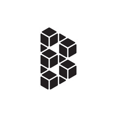 3D logo illustration from letter B with cube logo concept