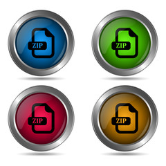 Zip file icon. Set of round color icons.