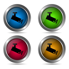 CCTV icon. Set of round color icons.