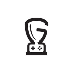 illustration logo from letter G with trophy logo design concept