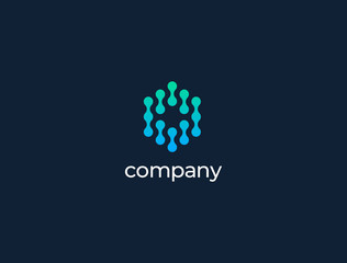 Abstract tech logo. Letter O logotype. Simple digital connection technology logo. Creative round flow shape modern icon for construction technology or logo template for digital communication concept.