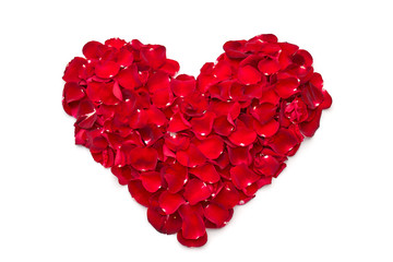 Plakat Serce z czerwonych płatków róży