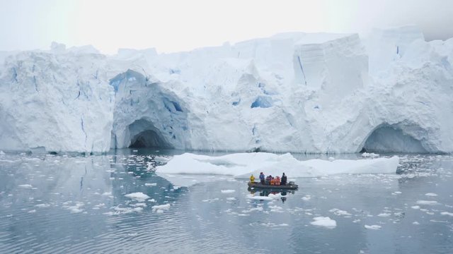 Antarctica Zodiac past Glacier and Floating Ice