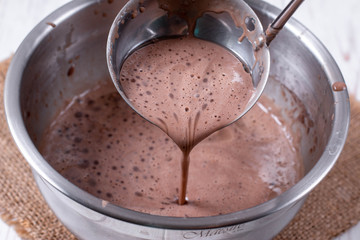 Chocolate dough for making pancakes