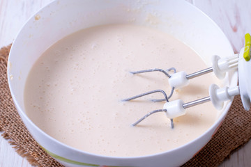 Making dough for baking pancakes