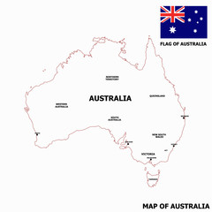 Map of Australia with flag. Australian infographic. Graphic illustration.