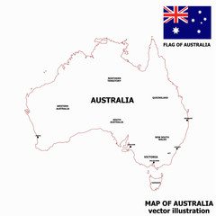Map of Australia with flag. Australian infographic.