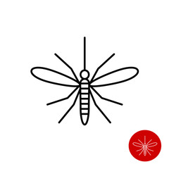 Mosquito line icon. Top view mosquito insect symbol.