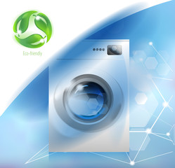 Washer. Modern household appliances and environmental care.