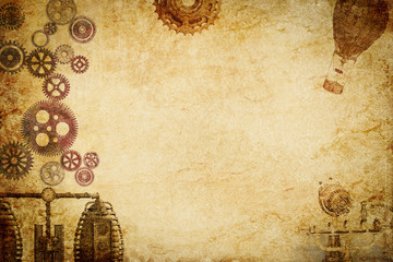 steampunk machine n gears paper background