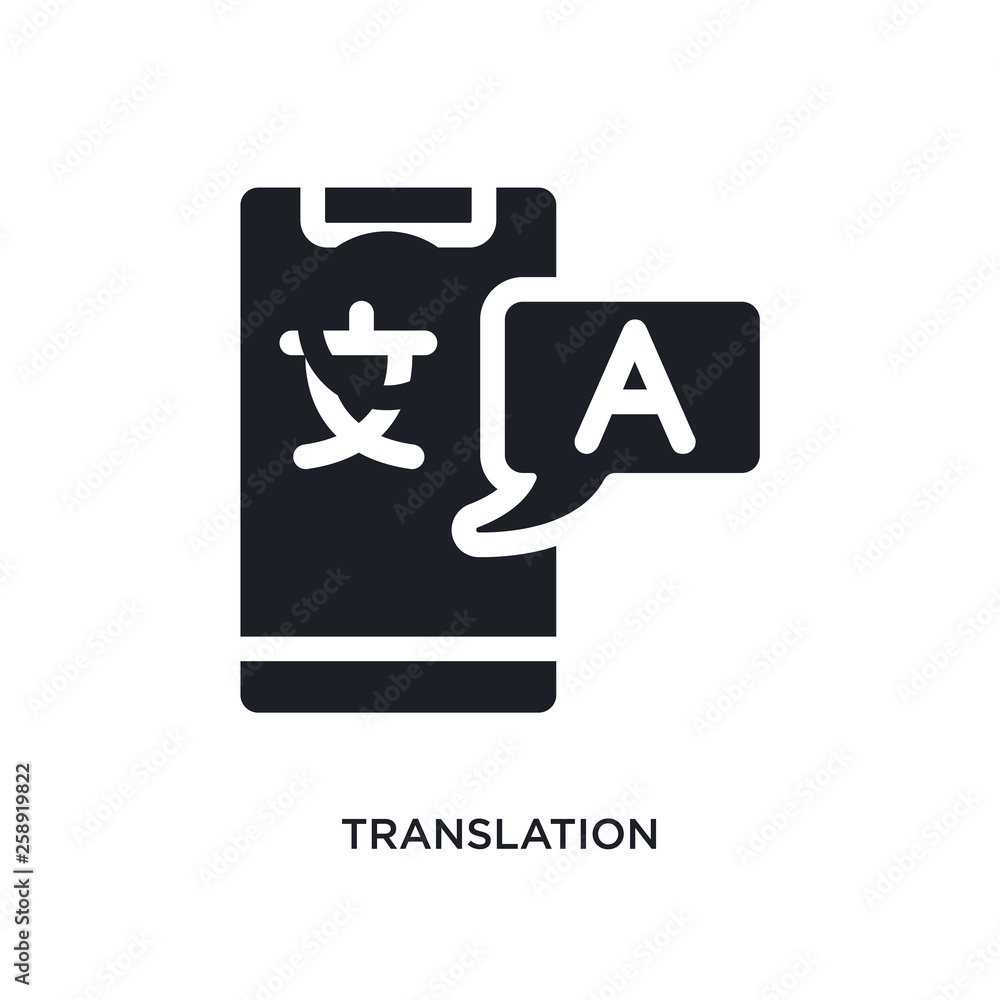 Poster black translation isolated vector icon. simple element illustration from artificial intelligence con