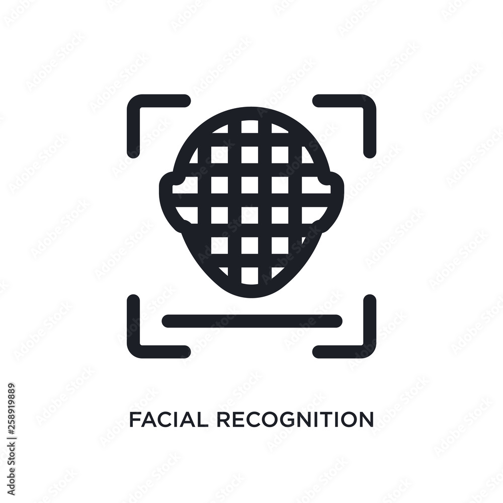Aufkleber black facial recognition isolated vector icon. simple element illustration from artificial intellige
