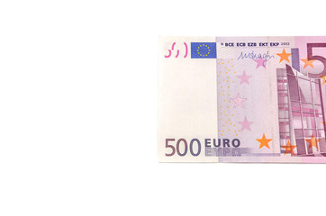 five hundred euros on a white background