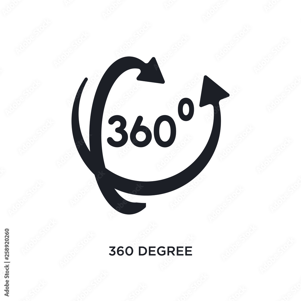 Poster black 360 degree isolated vector icon. simple element illustration from augmented reality concept ve