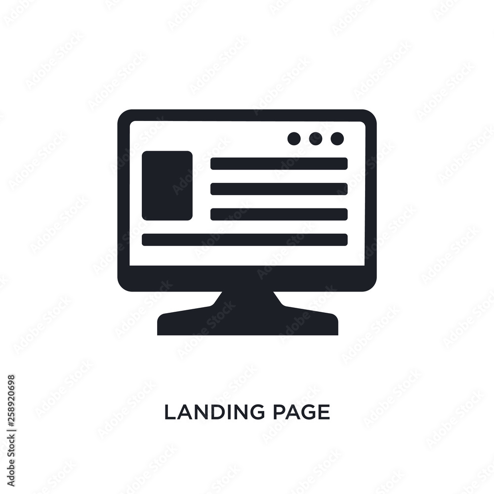 Poster black landing page isolated vector icon. simple element illustration from big data concept vector ic