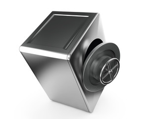 3d rendering of a bank safe with open door