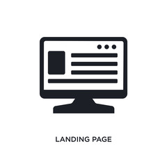black landing page isolated vector icon. simple element illustration from big data concept vector icons. landing page editable black logo symbol design on white background. can be use for web and
