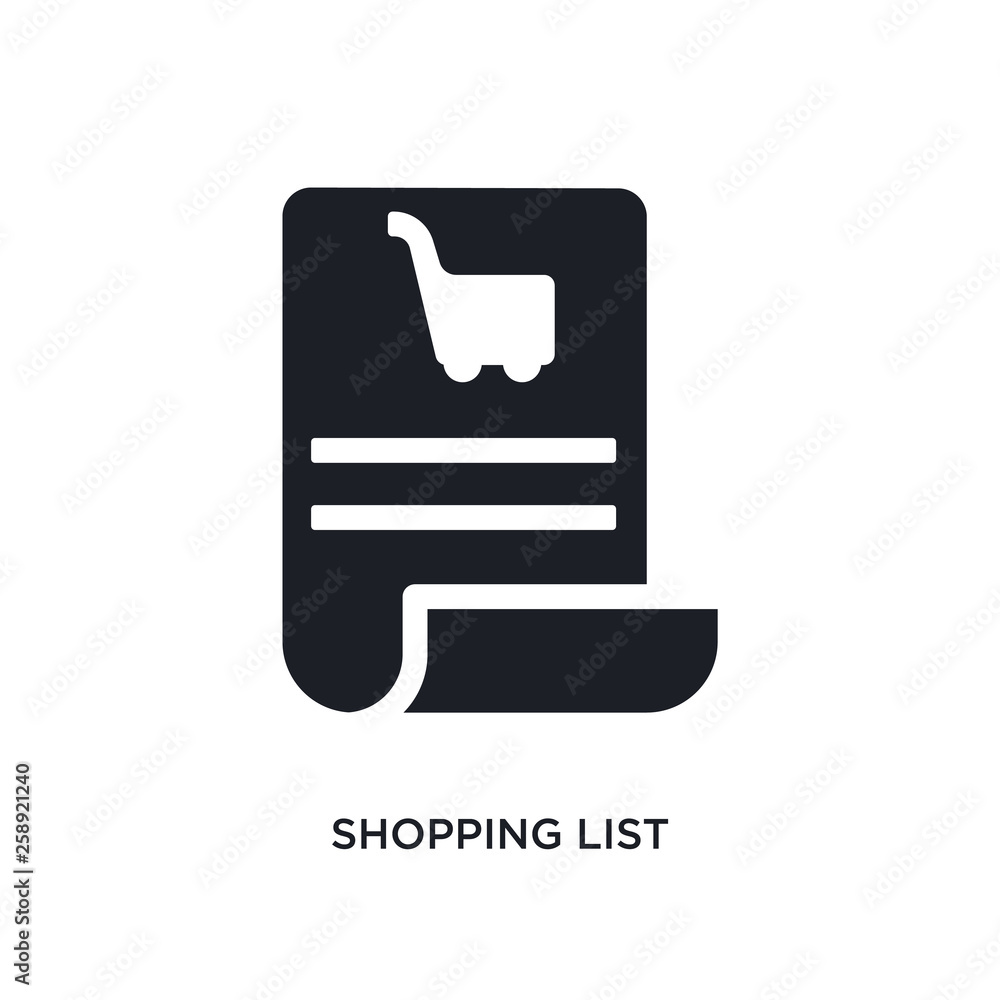 Poster black shopping list isolated vector icon. simple element illustration from e-commerce and payment co