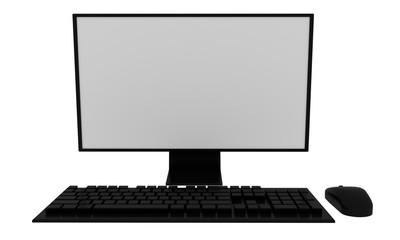 Black computer isolated on white background. 3d rendering