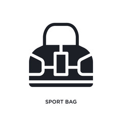 black sport bag isolated vector icon. simple element illustration from football concept vector icons. sport bag editable black logo symbol design on white background. can be use for web and mobile