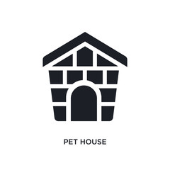 black pet house isolated vector icon. simple element illustration from furniture & household concept vector icons. pet house editable black logo symbol design on white background. can be use for web