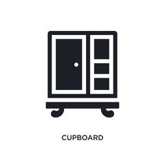 black cupboard isolated vector icon. simple element illustration from furniture and household concept vector icons. cupboard editable black logo symbol design on white background. can be use for web
