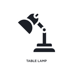 black table lamp isolated vector icon. simple element illustration from furniture and household concept vector icons. table lamp editable black logo symbol design on white background. can be use for