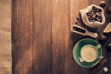 cup of coffee and beans