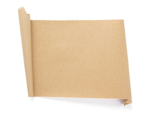 curved or scrolled paper isolated at whit