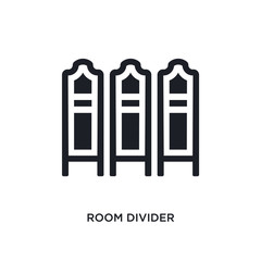 black room divider isolated vector icon. simple element illustration from furniture and household concept vector icons. room divider editable black logo symbol design on white background. can be use