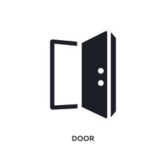 black door isolated vector icon. simple element illustration from furniture concept vector icons. door editable black logo symbol design on white background. can be use for web and mobile