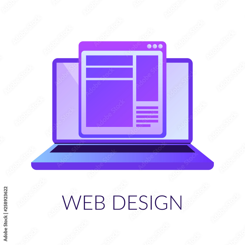 Poster web design digital interface. vector illustration of website design concept. responsive, graphic int
