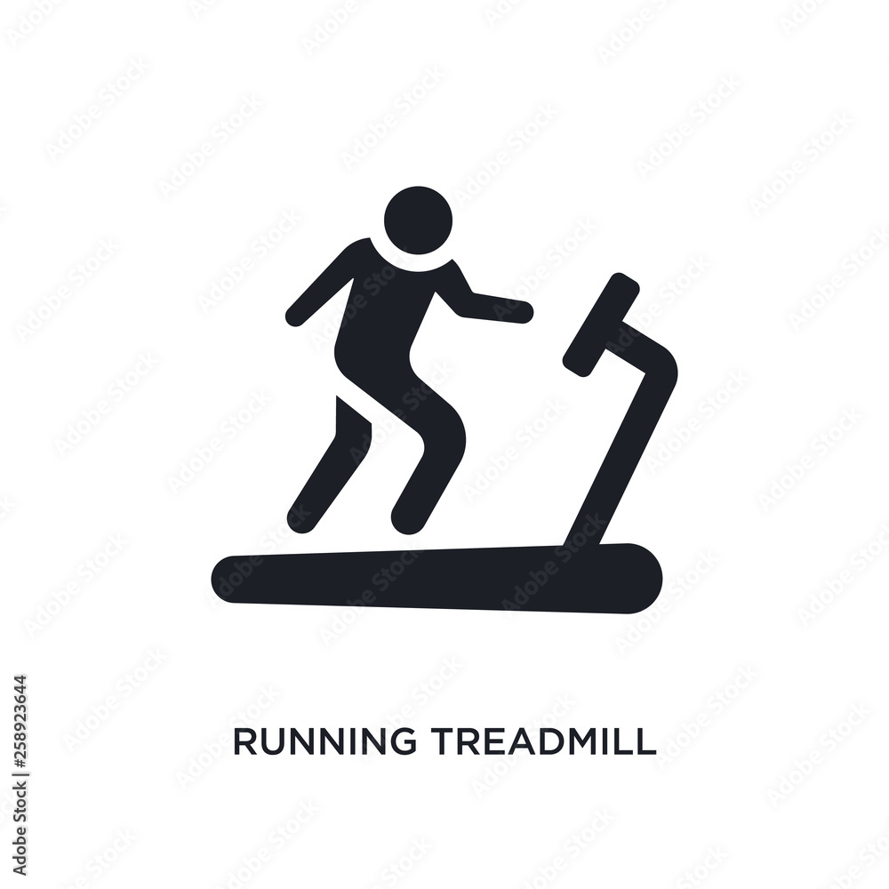 Poster black running treadmill isolated vector icon. simple element illustration from gym and fitness conce