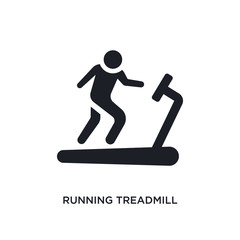 black running treadmill isolated vector icon. simple element illustration from gym and fitness concept vector icons. running treadmill editable logo symbol design on white background. can be use for