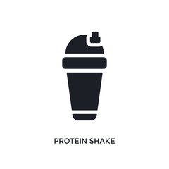 black protein shake isolated vector icon. simple element illustration from gym and fitness concept vector icons. protein shake editable logo symbol design on white background. can be use for web and