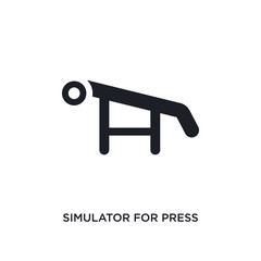 black simulator for press isolated vector icon. simple element illustration from gym and fitness concept vector icons. simulator for press editable logo symbol design on white background. can be use