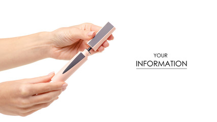 Mascara fashion beauty in hand pattern on a white background. Isolation